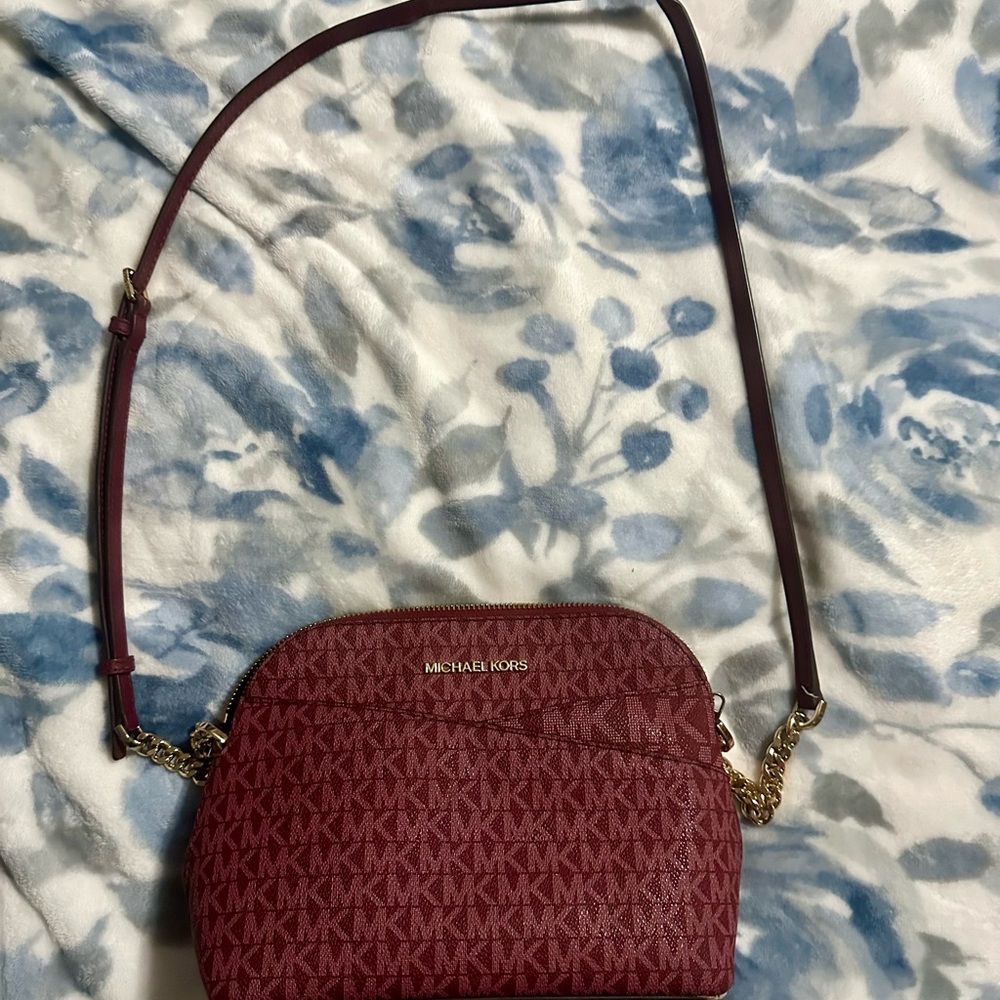 Michael Kors Red Crossbody Bag with Signature Monogram